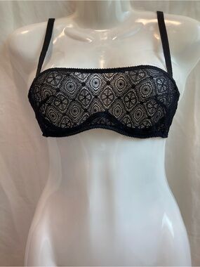 Implicite Black Lace Bandeau Bra Sheer Lingerie Small